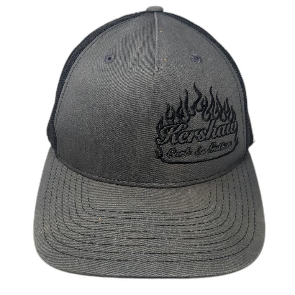 Richardson Trucker Hat Gray One Size Snapback Kershaw Curb & Gutter Flames Mesh